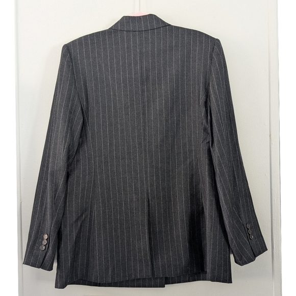 Theory Double Breasted Wool Flannel Pinstripe Blazer - Picture 11 of 11